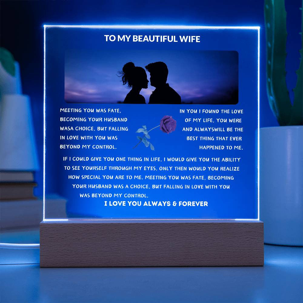 Square Acrylic - To My Beautiful Wife With Rose
