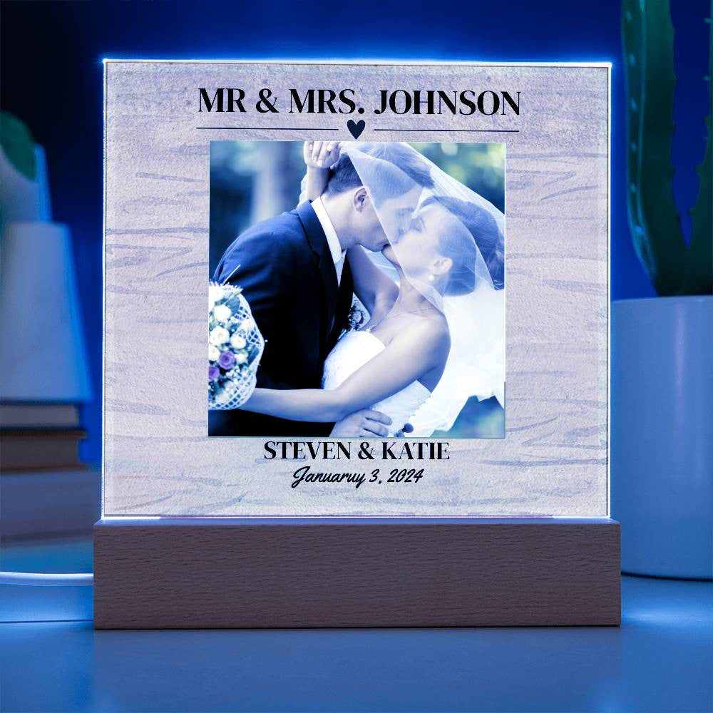 Personalized Wedding Photo Frame - Acrylic Square Plaque