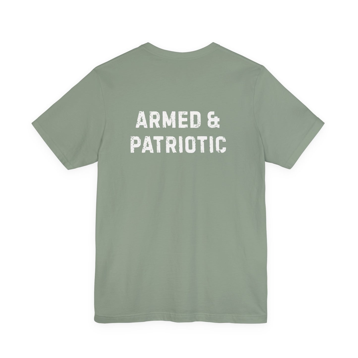 Glowing Heart | American Flag | Armed & Patriotic | T-Shirt | Back & Front Design