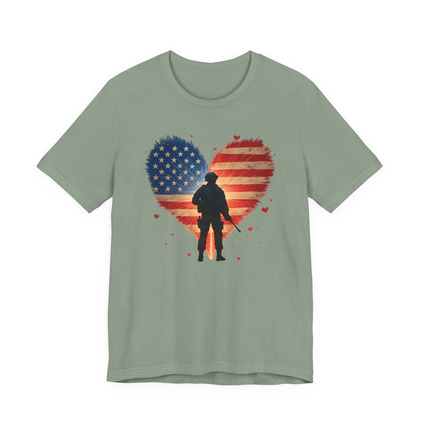 Glowing Heart | American Flag | Armed & Patriotic | T-Shirt | Back & Front Design