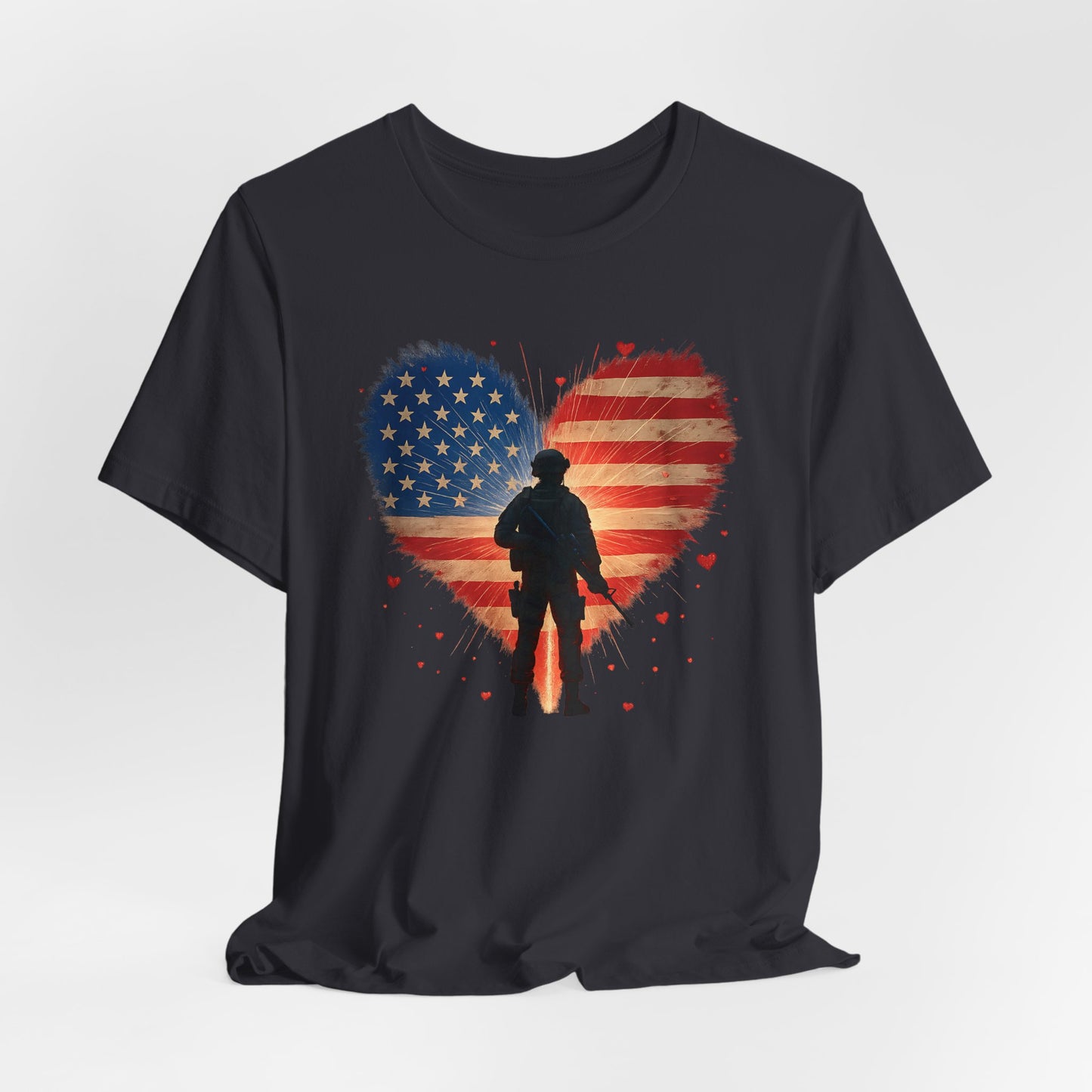 Glowing Heart | American Flag | Armed & Patriotic | T-Shirt | Back & Front Design