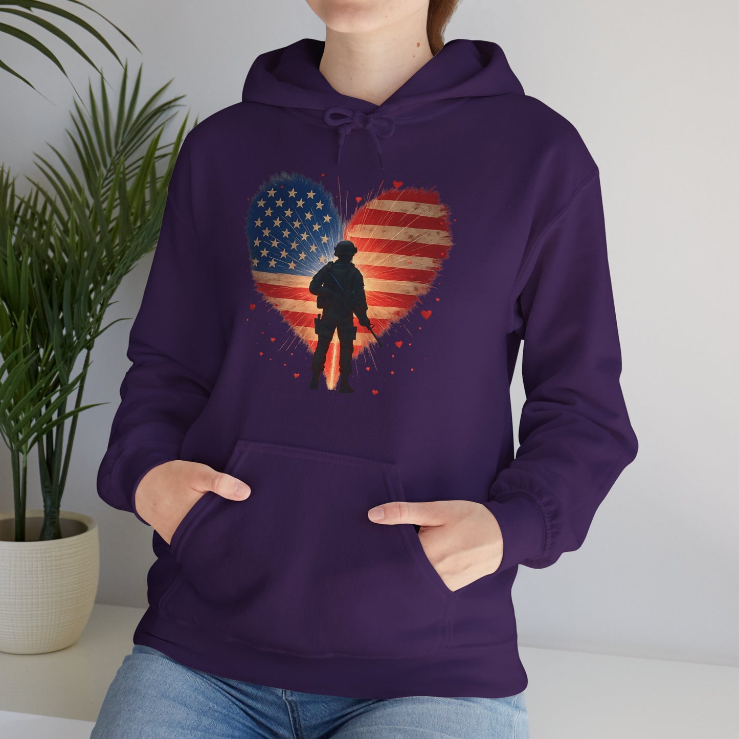 Glowing Heart | American Flag | Armed & Patriotic | Hoodie