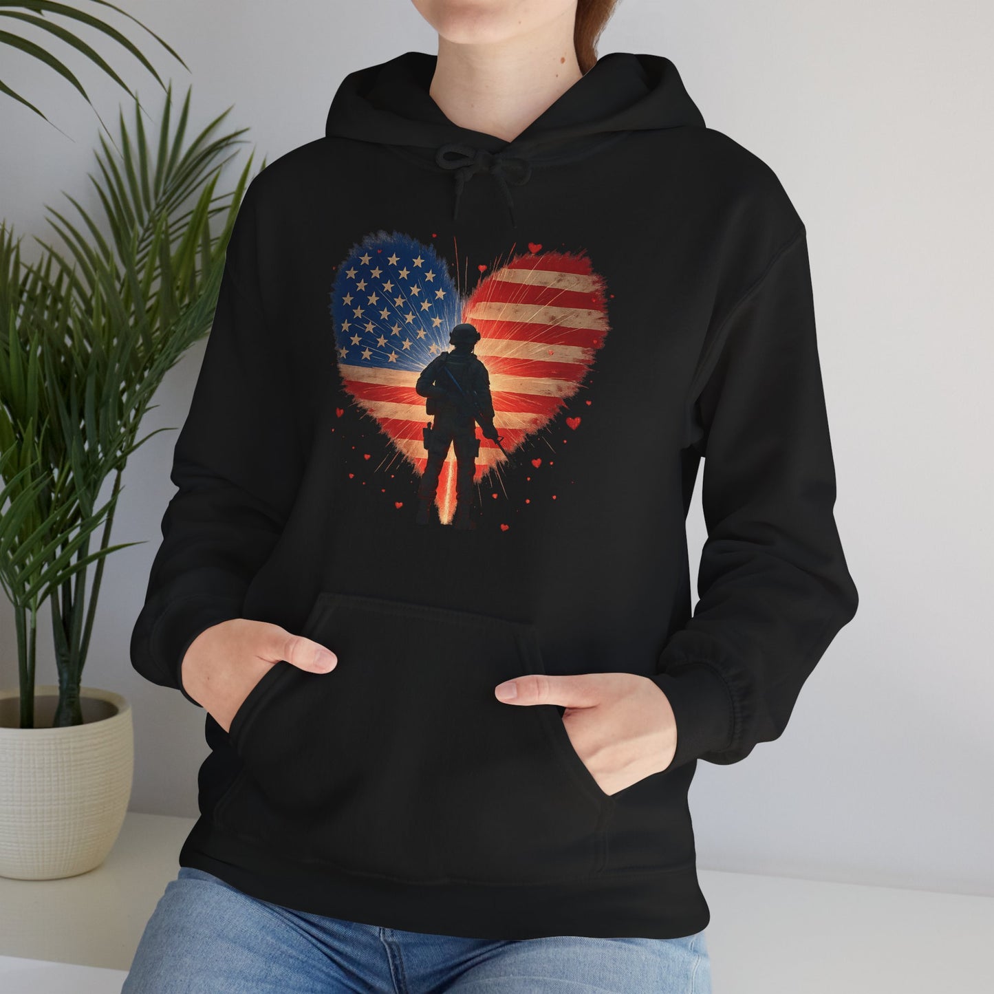 Glowing Heart | American Flag | Armed & Patriotic | Hoodie