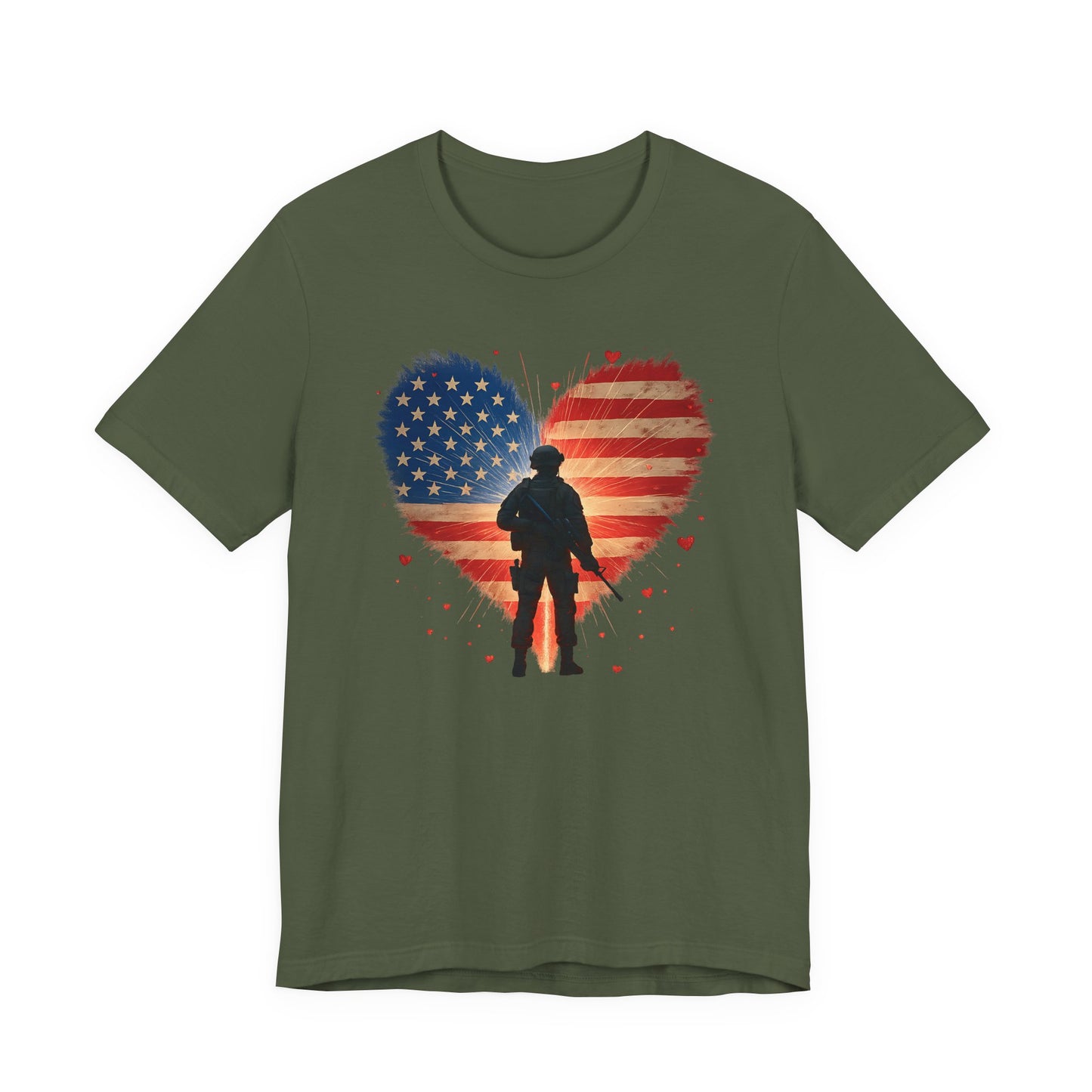 Glowing Heart | American Flag | Armed & Patriotic | T-Shirt | Back & Front Design