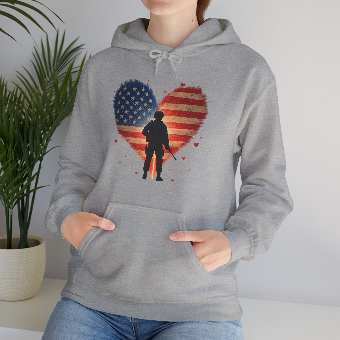 Glowing Heart | American Flag | Armed & Patriotic | Hoodie