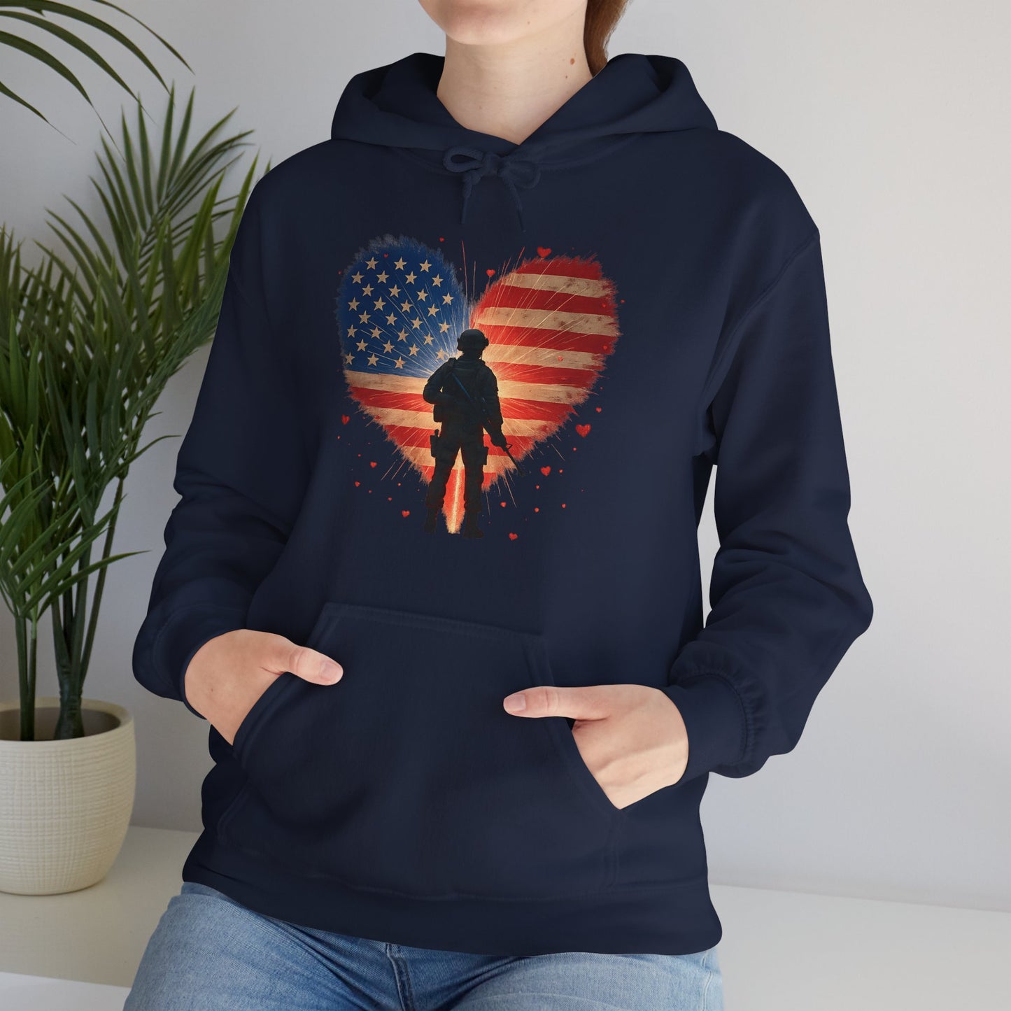 Glowing Heart | American Flag | Armed & Patriotic | Hoodie