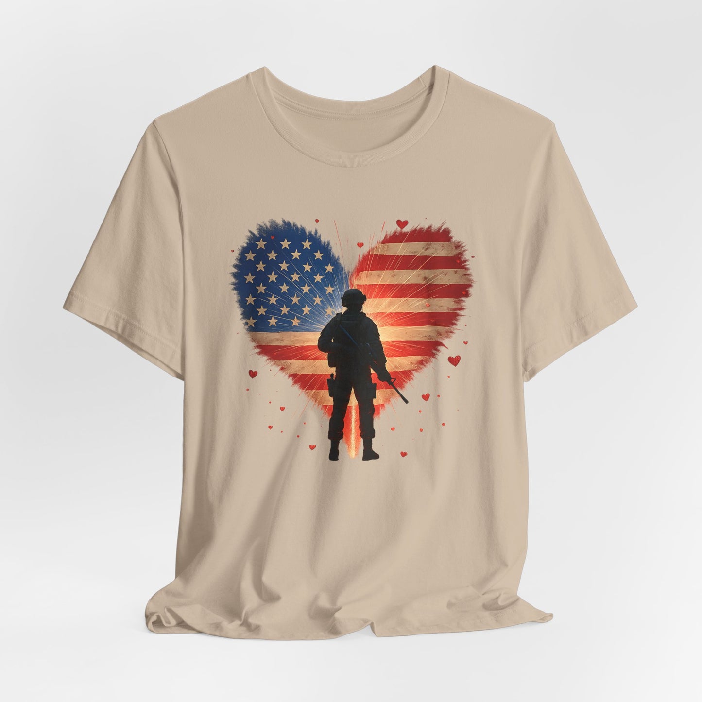Glowing Heart | American Flag | Armed & Patriotic | T-Shirt | Back & Front Design