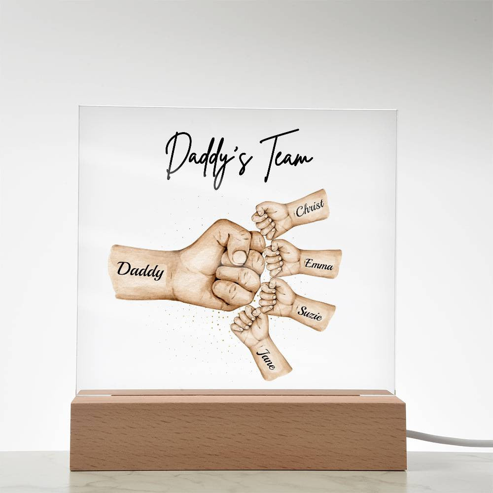 Daddy's Team | Personalized |Acrylic Plaque with LED Night Light
