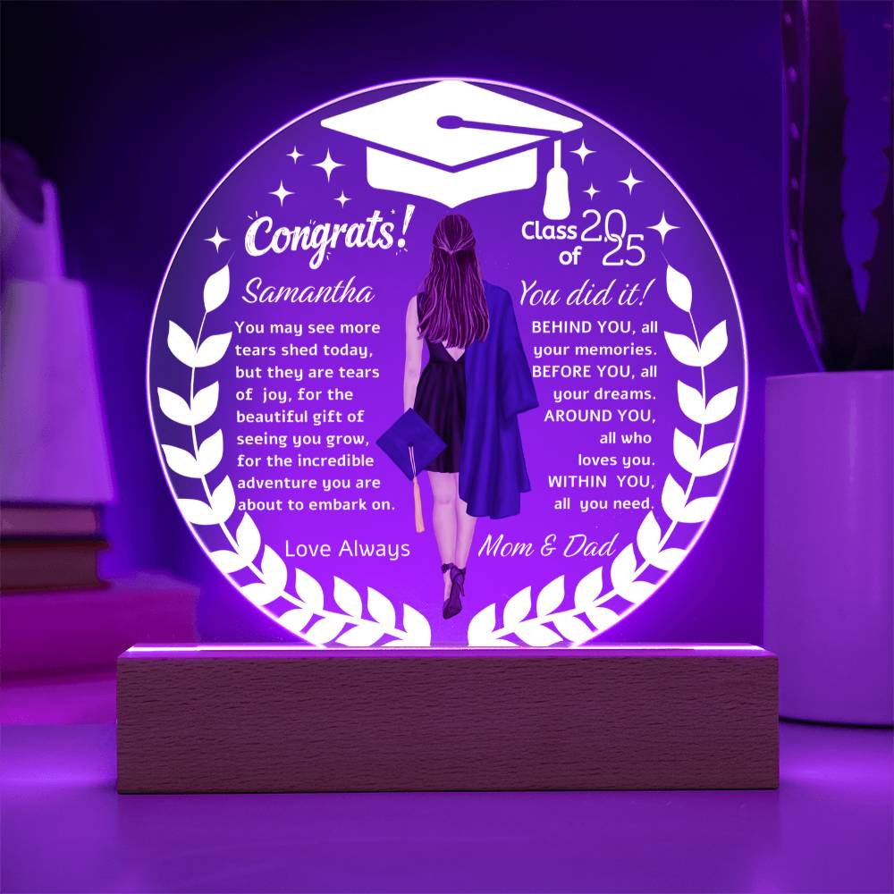 Personalized Name | Congrats Graduates | Acrylic Circle Plaque