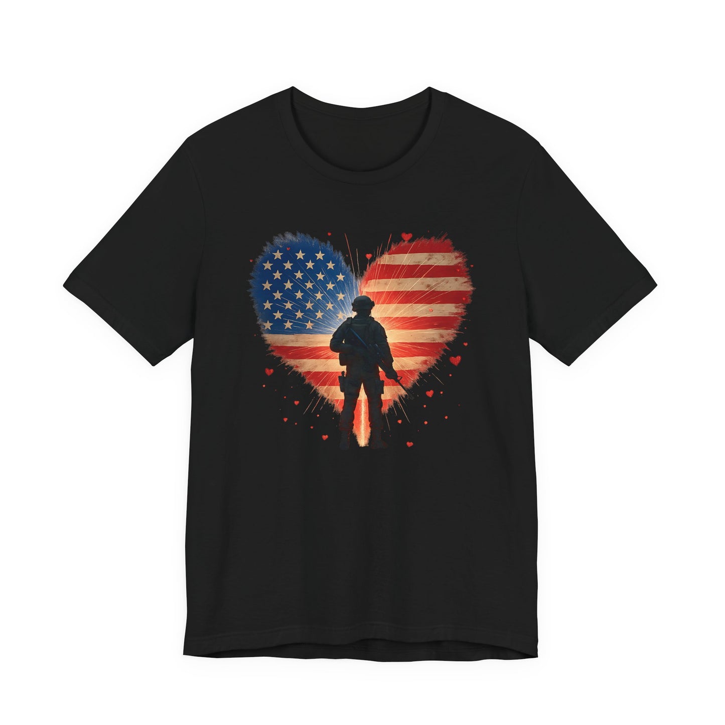 Glowing Heart | American Flag | Armed & Patriotic | T-Shirt | Back & Front Design
