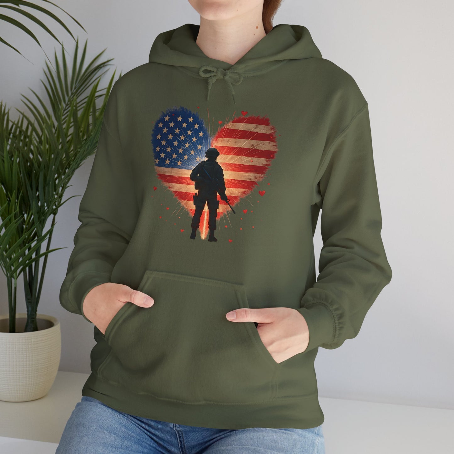 Glowing Heart | American Flag | Armed & Patriotic | Hoodie