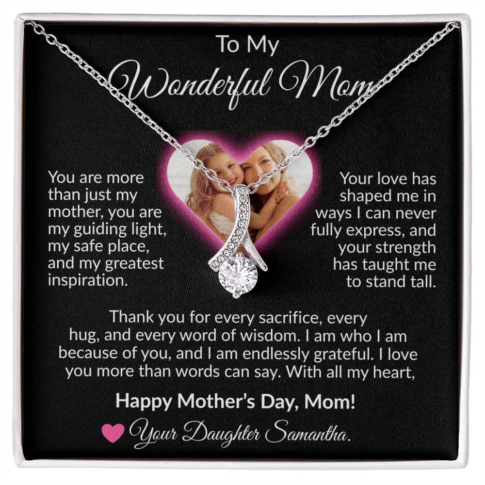 Personalized Photo and Name | To My Wonderful Mom | Alluring Beauty Necklace (Yellow & White Gold Variants)