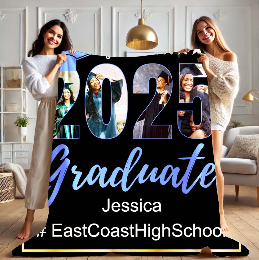 Personalized Name and School | Proud Mom of aGraduate | Blanket