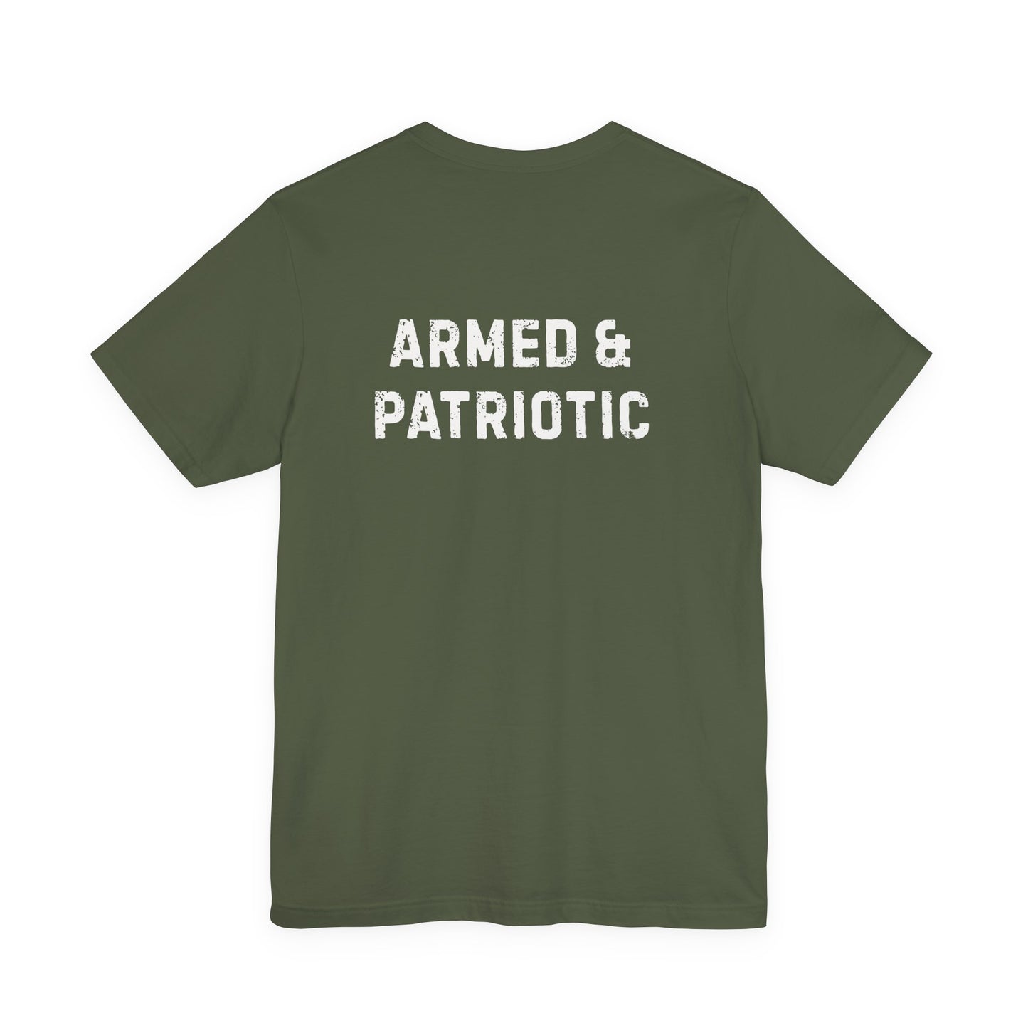 Glowing Heart | American Flag | Armed & Patriotic | T-Shirt | Back & Front Design