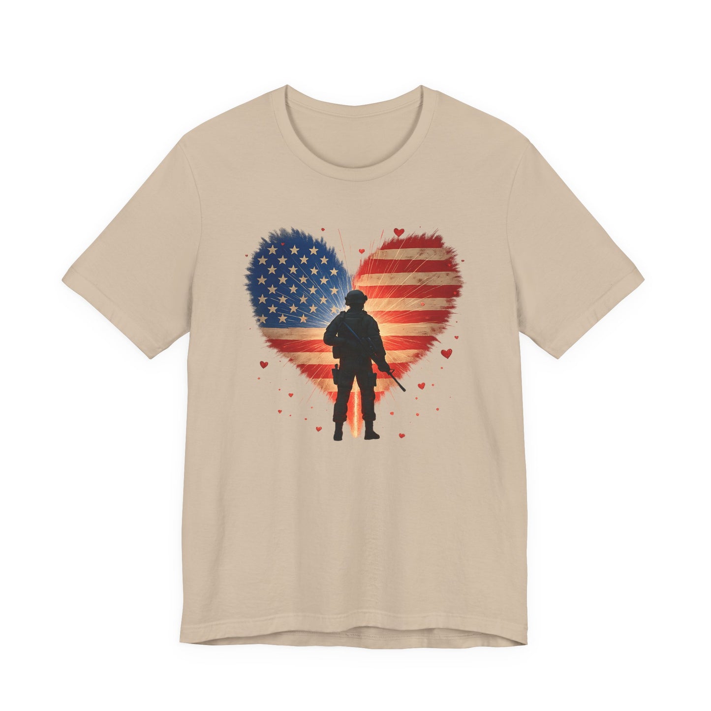 Glowing Heart | American Flag | Armed & Patriotic | T-Shirt | Back & Front Design