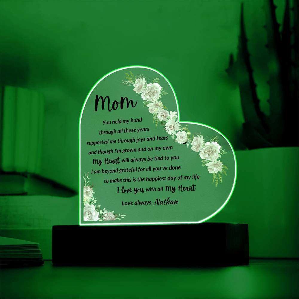 Personalized Name | Mom You Held My Hand | Acrylic Heart Plaque