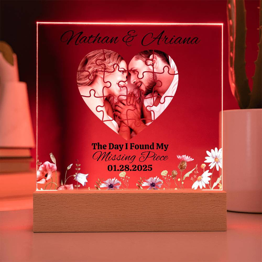 The Day I Found My Missing Piece | Acrylic Square Plaque | Multi-Background -Heart