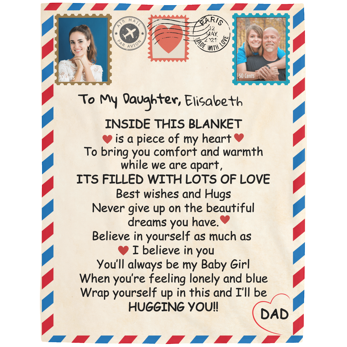 Personalized Photo Stamp | To My Daughter | Blanket