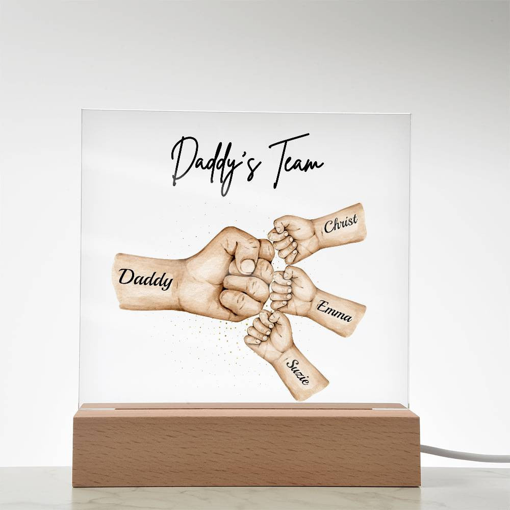 Daddy's Team | Personalized |Acrylic Plaque with LED Night Light
