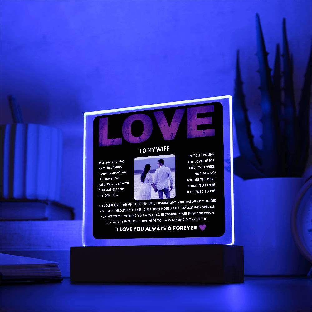 To My Soulmate Love Acrylic Square Plaque