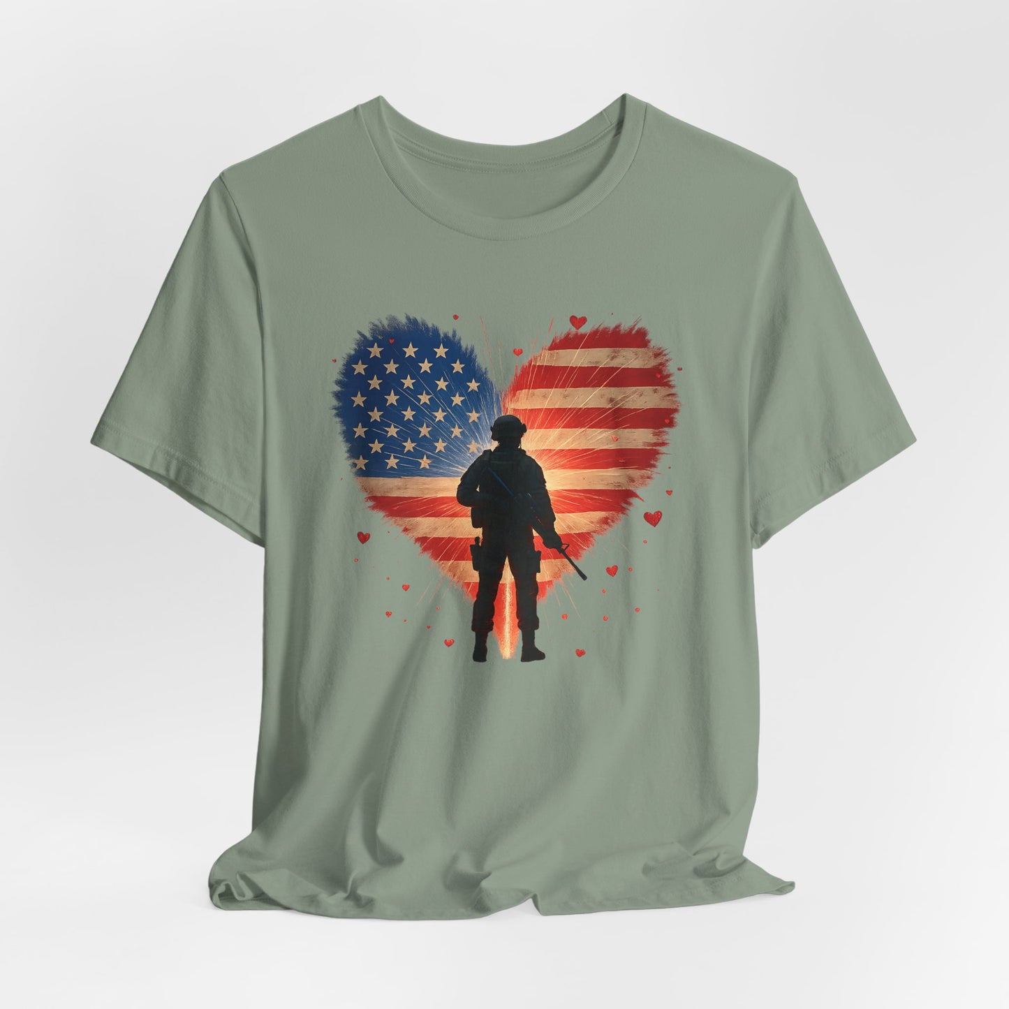 Glowing Heart | American Flag | Armed & Patriotic | T-Shirt | Back & Front Design