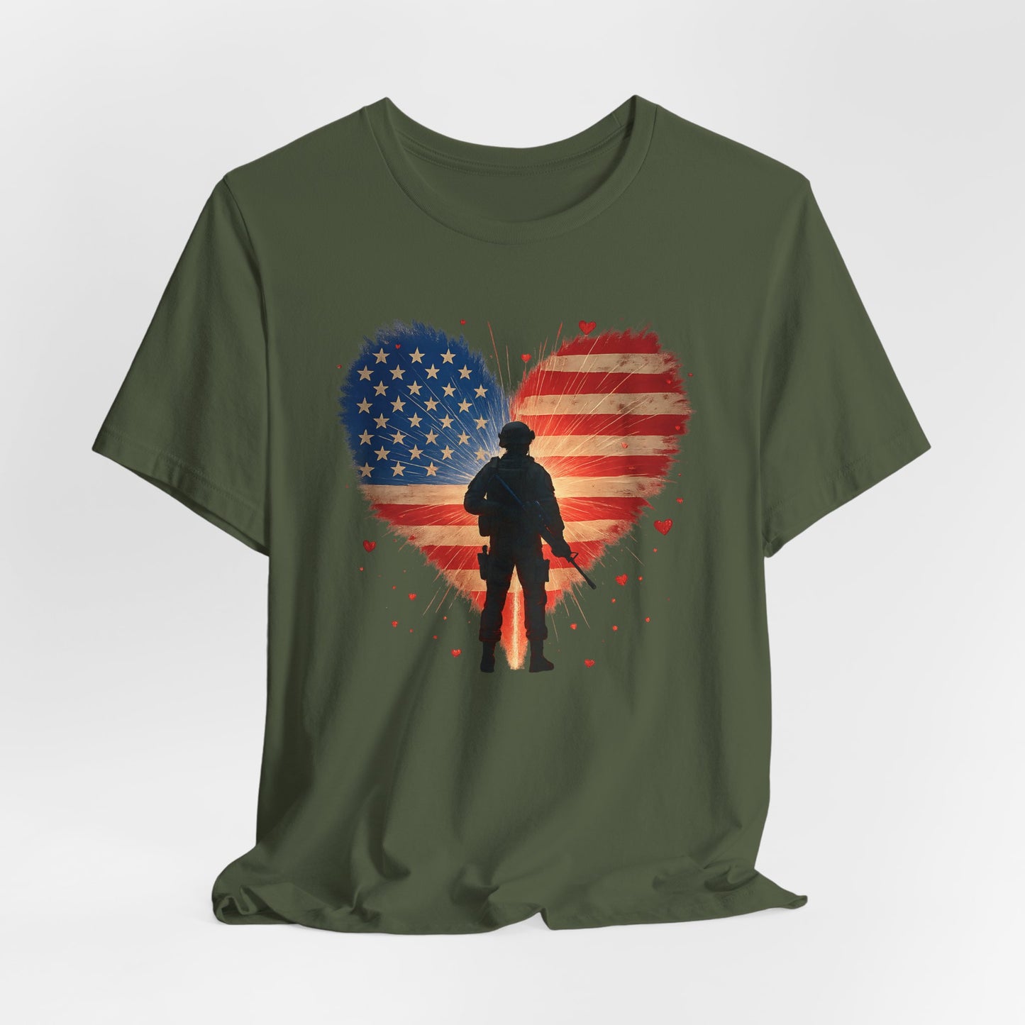 Glowing Heart | American Flag | Armed & Patriotic | T-Shirt | Back & Front Design