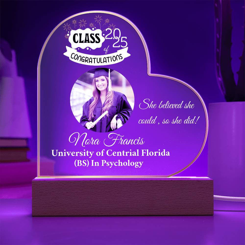 Personalized Photo and Names | Graduation |Class of 2025 | Acrylic Heart Plaque