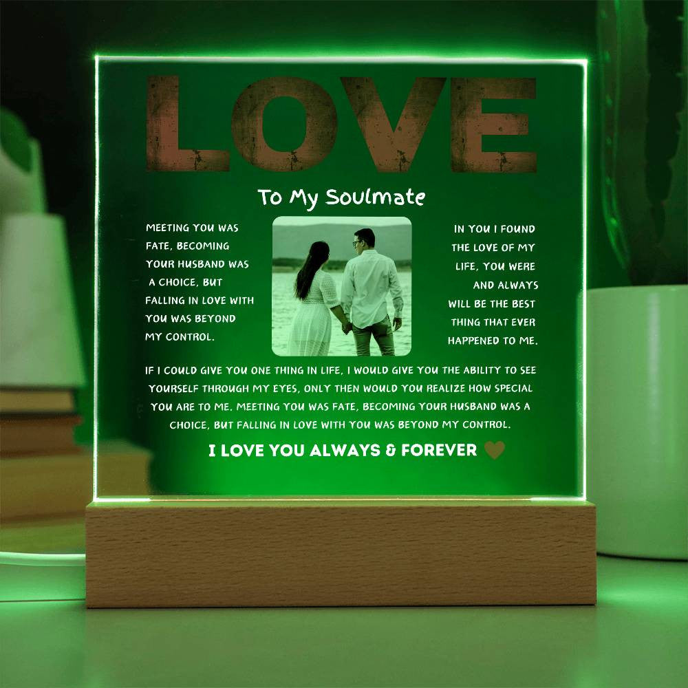To My Soulmate Love Acrylic Square Plaque
