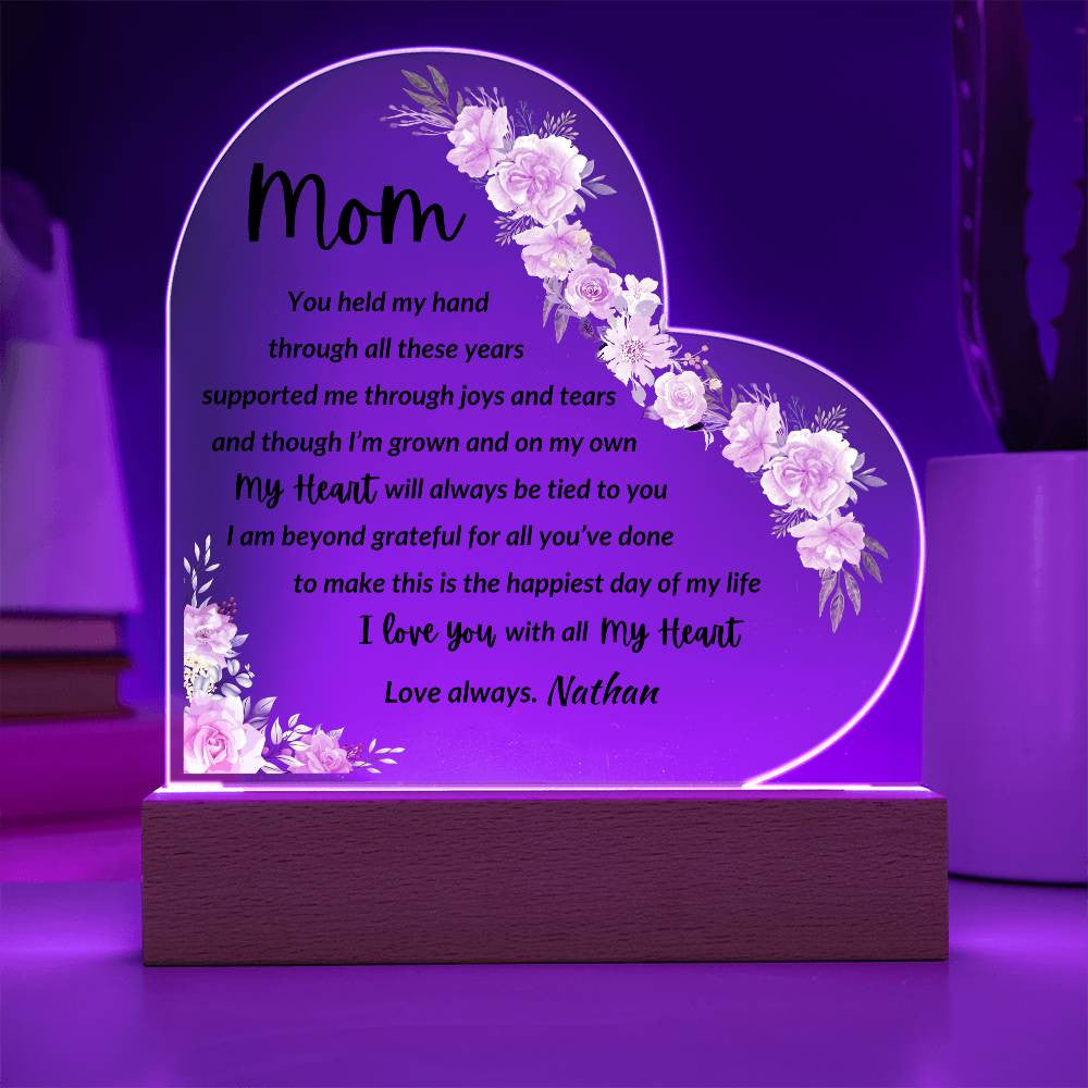 Personalized Name | Mom You Held My Hand | Acrylic Heart Plaque