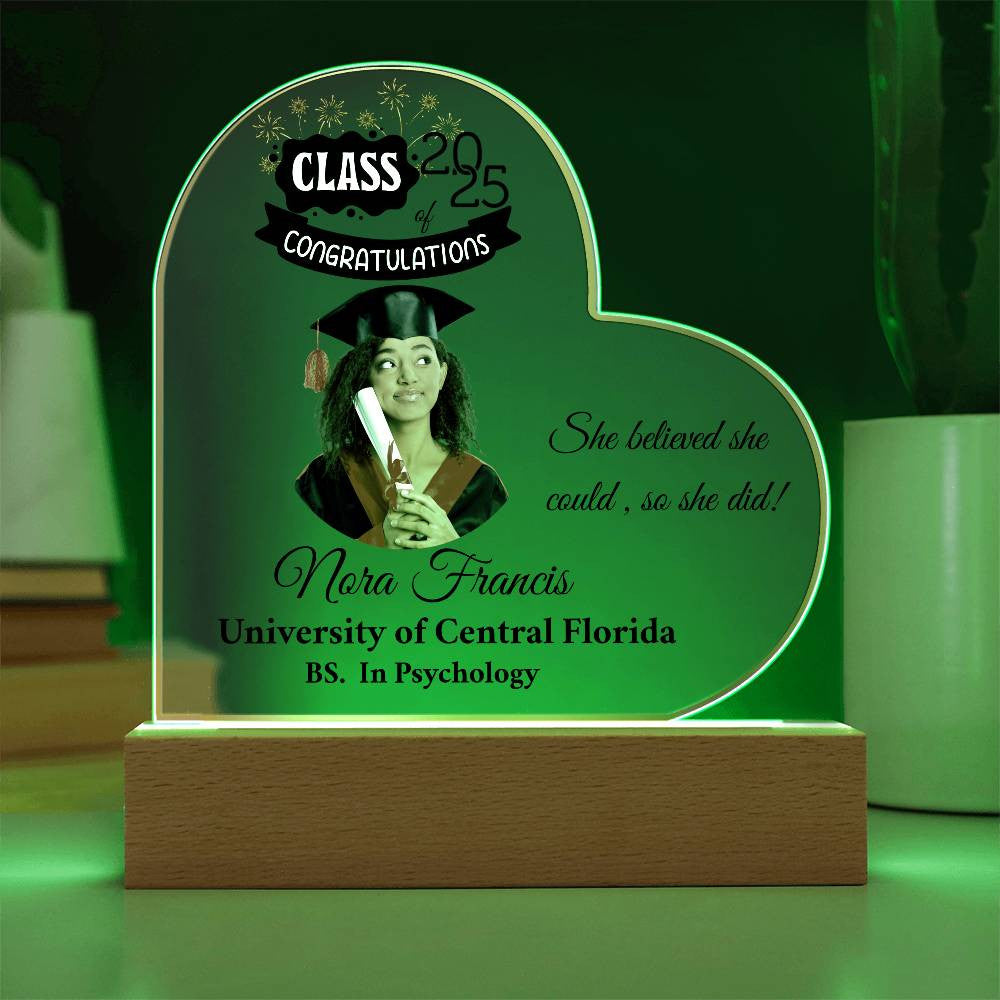 Personalized Photo and Names | Graduation |Class of 2025 | Acrylic Heart Plaque