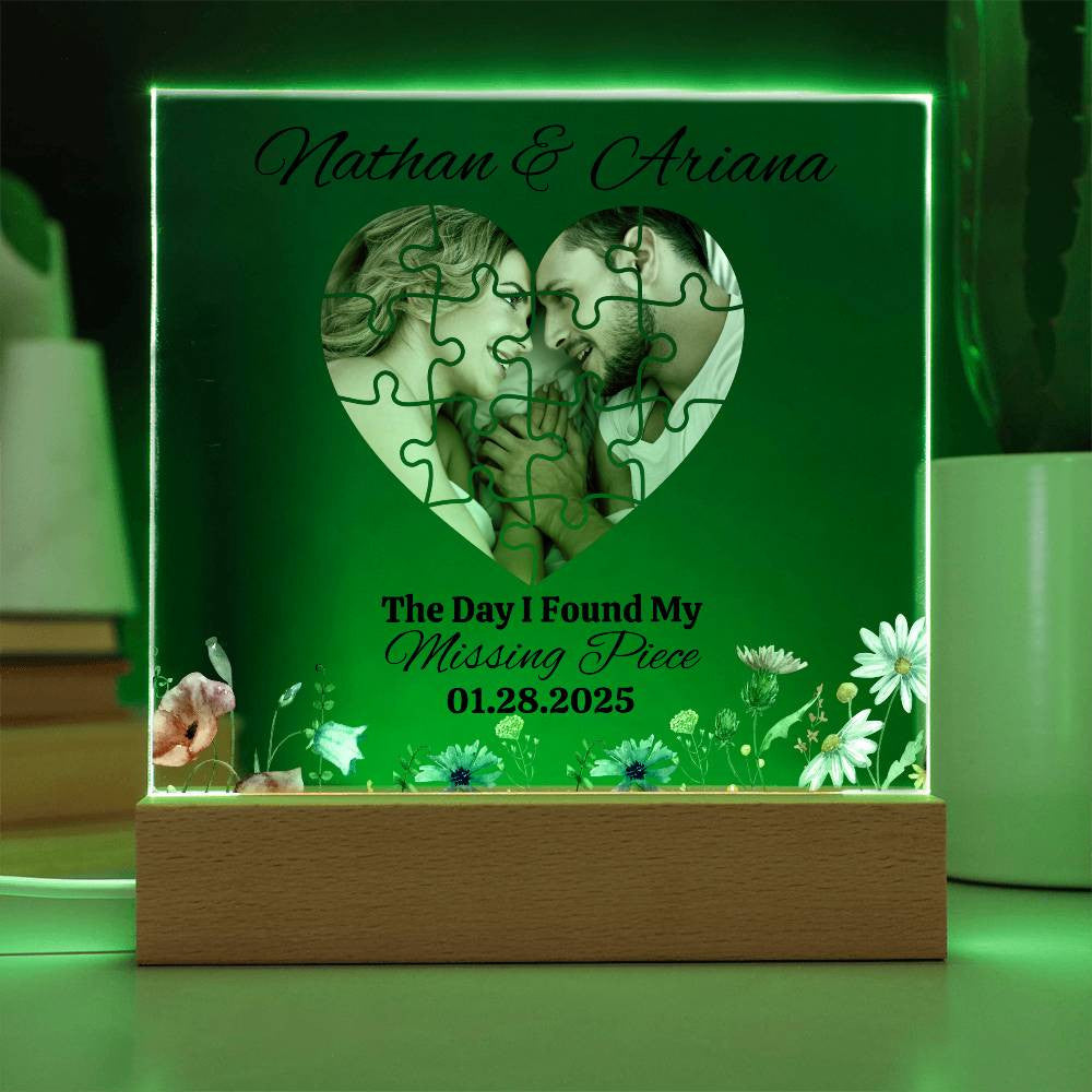 The Day I Found My Missing Piece | Acrylic Square Plaque | Multi-Background -Heart
