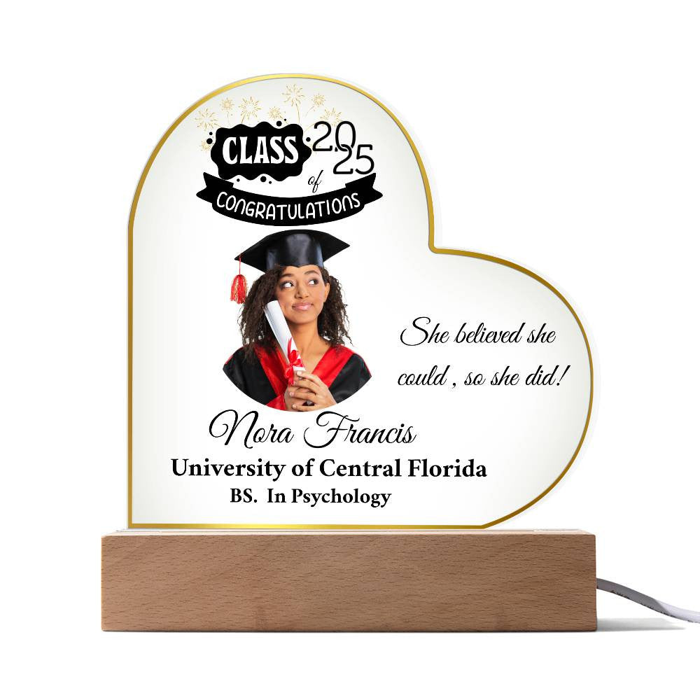 Personalized Photo and Names | Graduation |Class of 2025 | Acrylic Heart Plaque