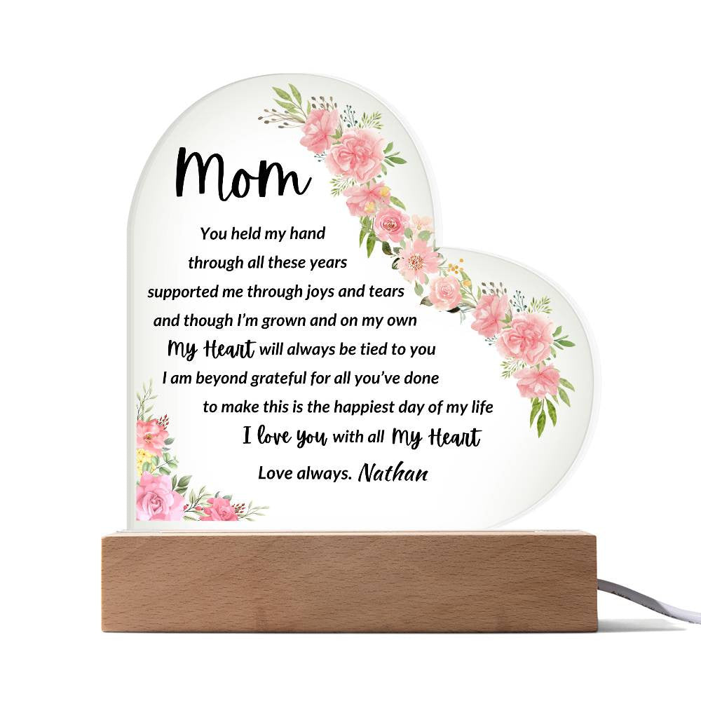 Personalized Name | Mom You Held My Hand | Acrylic Heart Plaque