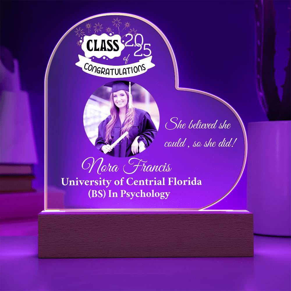Personalized Photo and Names | Graduation |Class of 2025 | Acrylic Heart Plaque