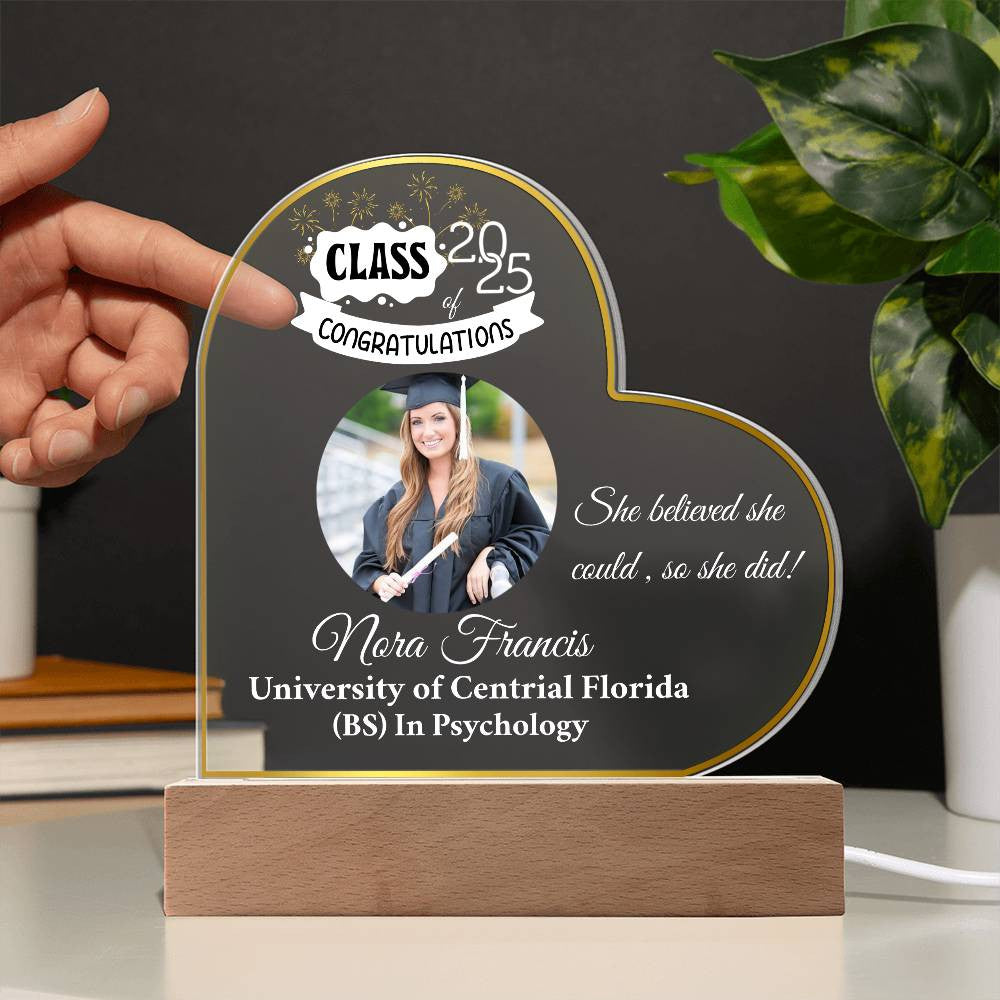 Personalized Photo and Names | Graduation |Class of 2025 | Acrylic Heart Plaque