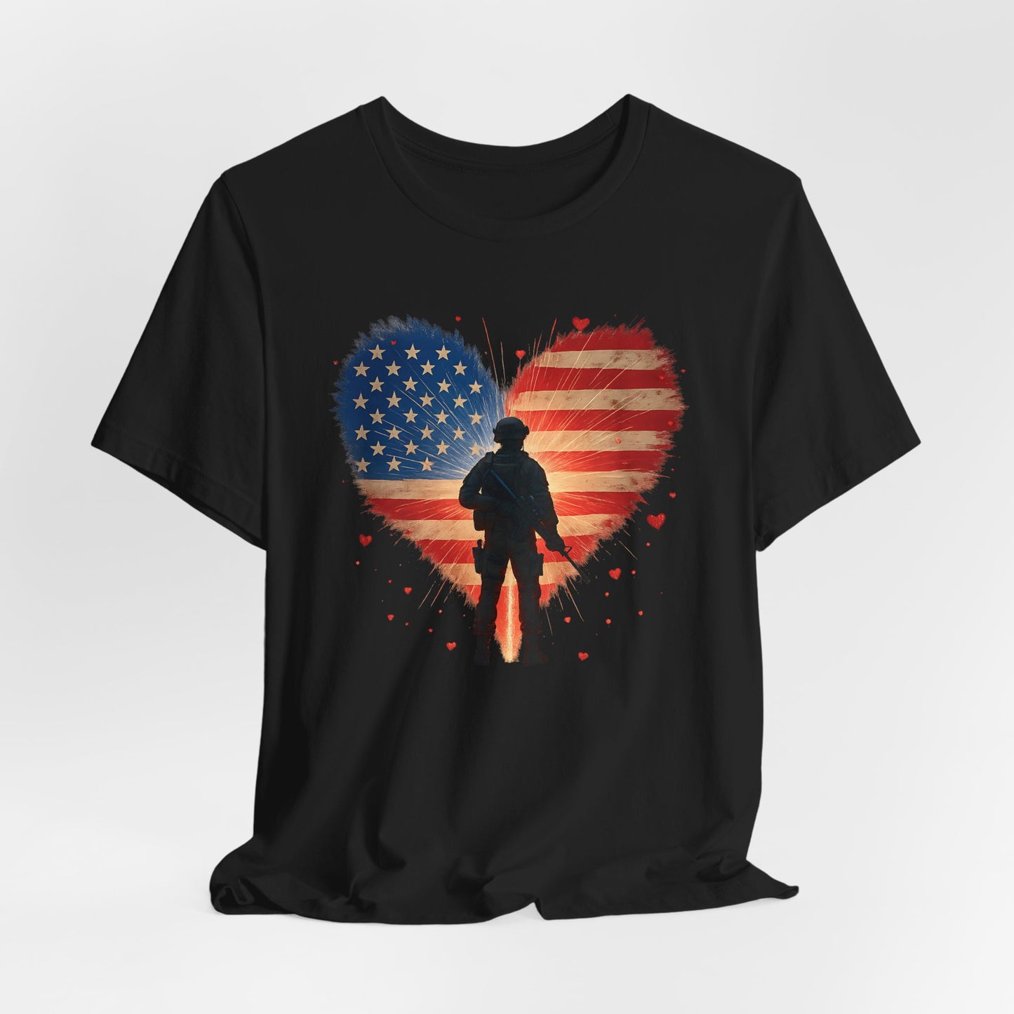Glowing Heart | American Flag | Armed & Patriotic | T-Shirt | Back & Front Design