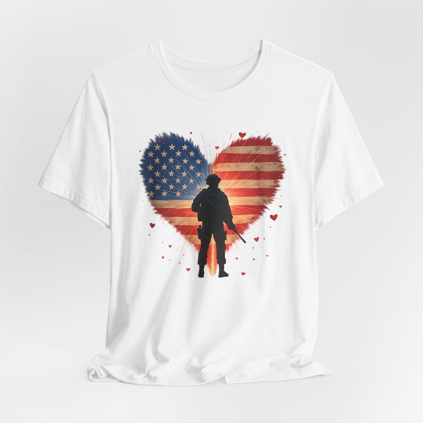 Glowing Heart | American Flag | Armed & Patriotic | T-Shirt | Back & Front Design