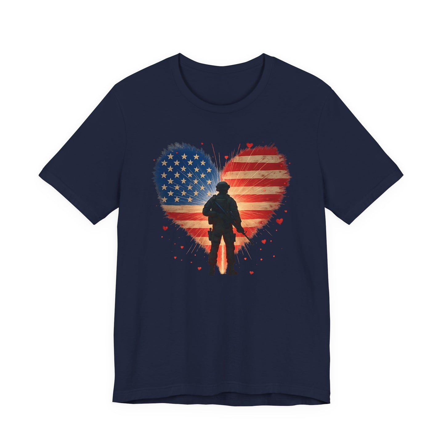 Glowing Heart | American Flag | Armed & Patriotic | T-Shirt | Back & Front Design