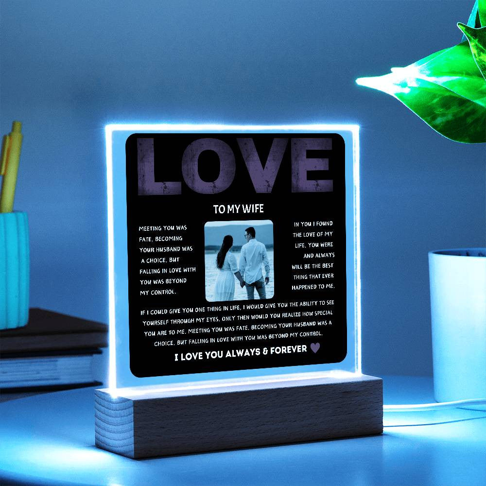 To My Soulmate Love Acrylic Square Plaque