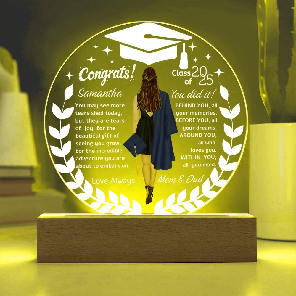 Personalized Name | Congrats Graduates | Acrylic Circle Plaque
