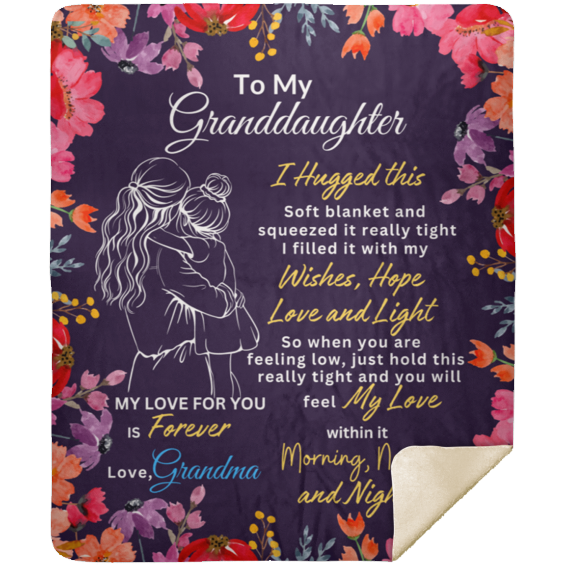 To My Granddaughter | Blanket | Pink Flowers
