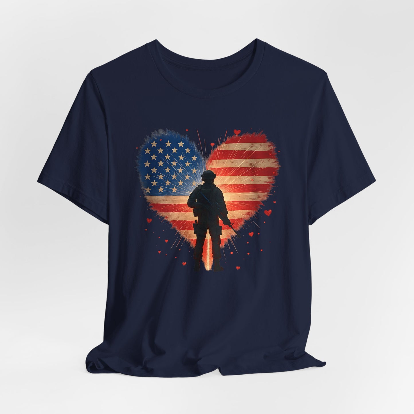 Glowing Heart | American Flag | Armed & Patriotic | T-Shirt | Back & Front Design