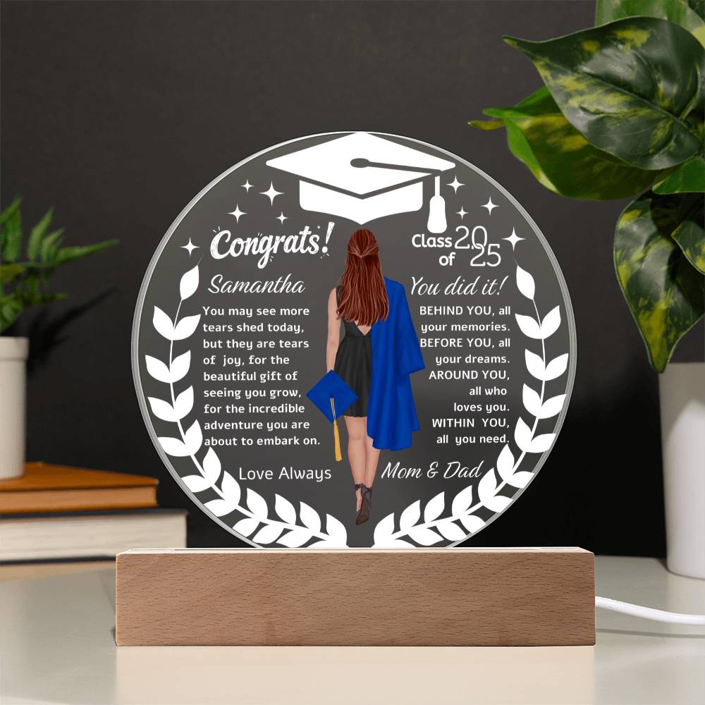Personalized Name | Congrats Graduates | Acrylic Circle Plaque