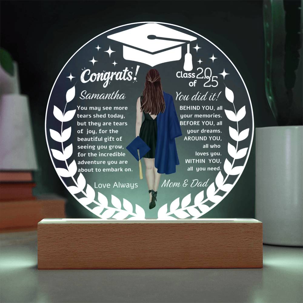 Personalized Name | Congrats Graduates | Acrylic Circle Plaque
