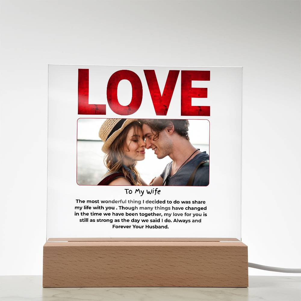To My Wife Love Personalize Acrylic Square Plaque