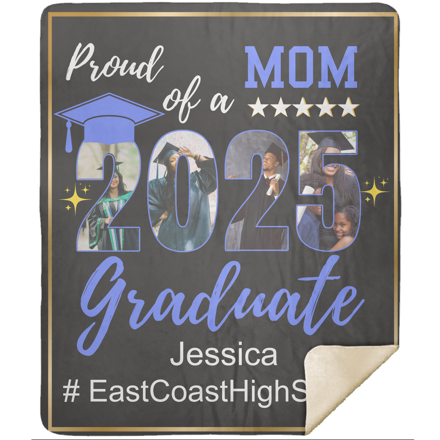 Personalized Name and School | Proud Mom of aGraduate | Blanket