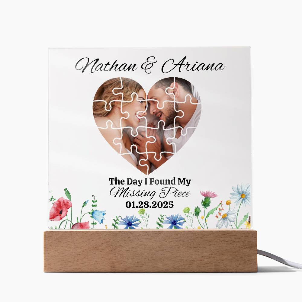 The Day I Found My Missing Piece | Acrylic Square Plaque | Multi-Background -Heart