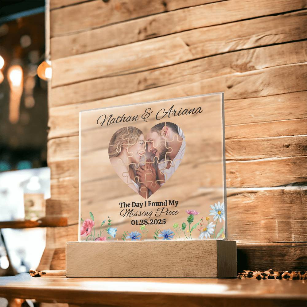 The Day I Found My Missing Piece | Acrylic Square Plaque | Multi-Background -Heart