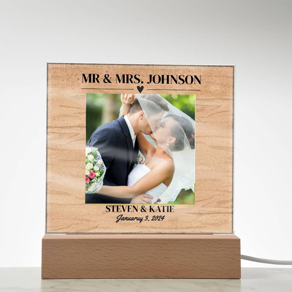 Personalized Wedding Photo Frame - Acrylic Square Plaque