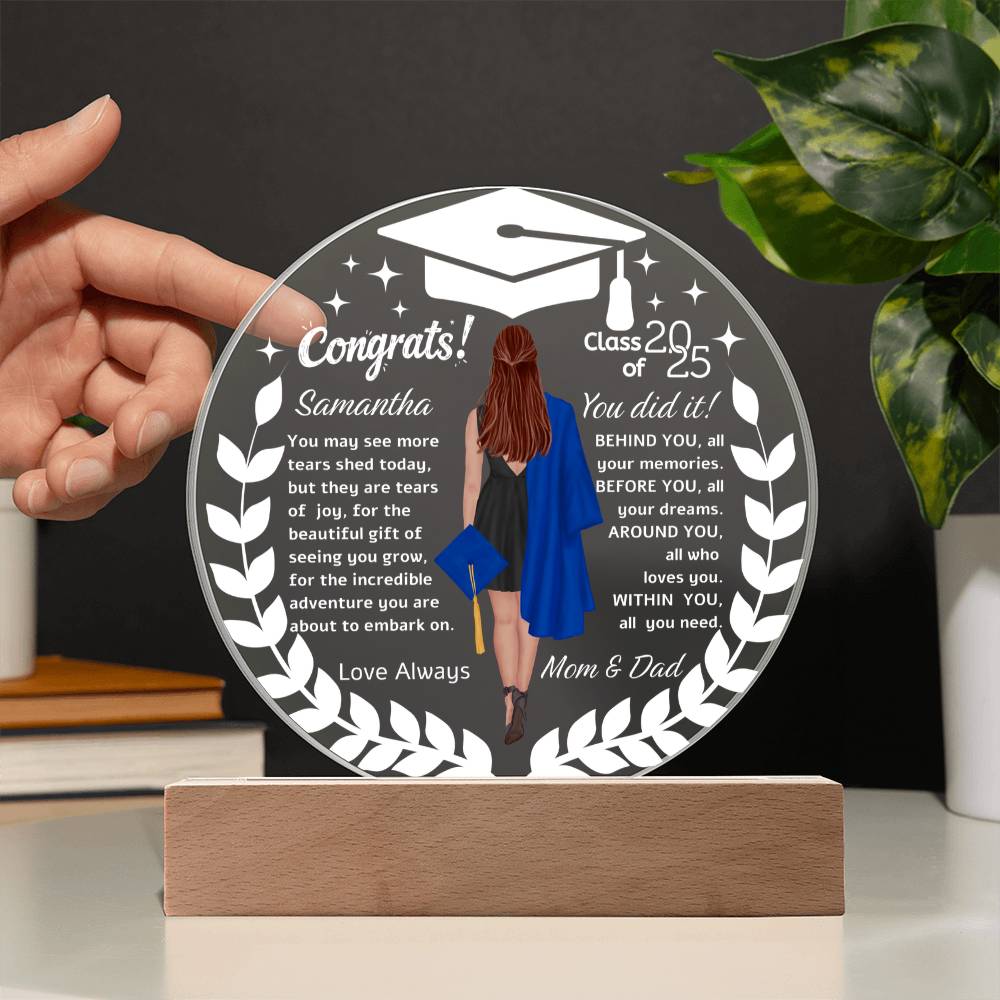 Personalized Name | Congrats Graduates | Acrylic Circle Plaque